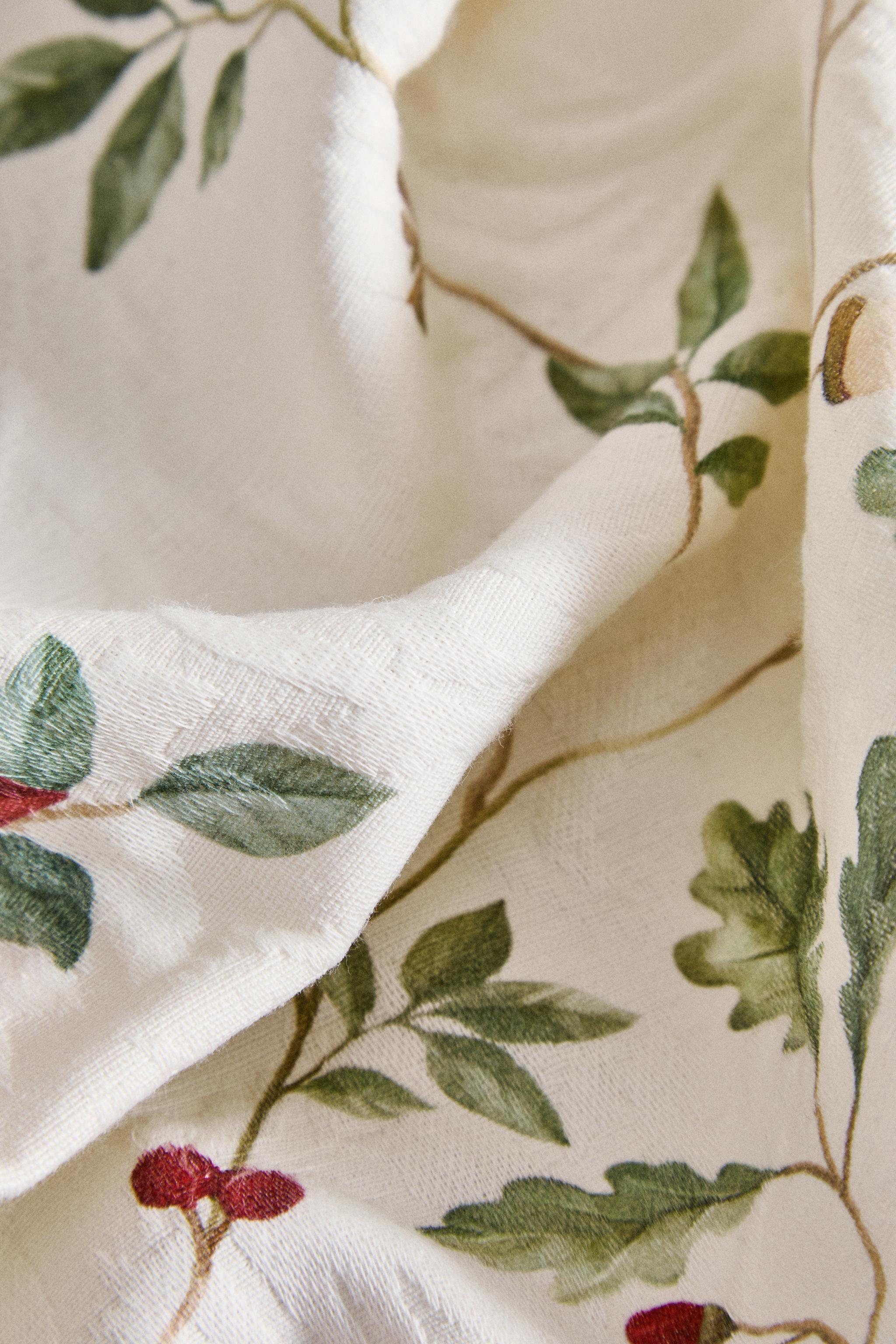 CHRISTMAS FLORAL JACQUARD COTTON TABLECLOTH